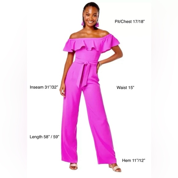 NWT $218 Size 6 Lilly Elegant Off-Shoulder Pink Jumpsuit - Picture 3 of 7